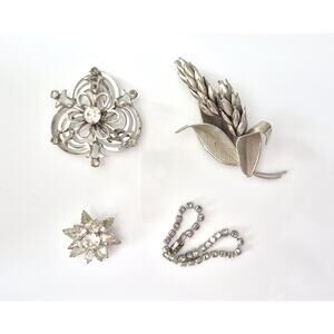 Vintage Silver-tone Brooches with Bracelet